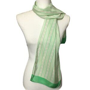 Vintage Green Print Silk Blend Scarf B. Altman & Co. Art Deco Mid Century Modern